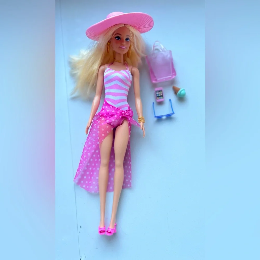Barbie Doll with Swimsuit and Beach-Themed Accessories